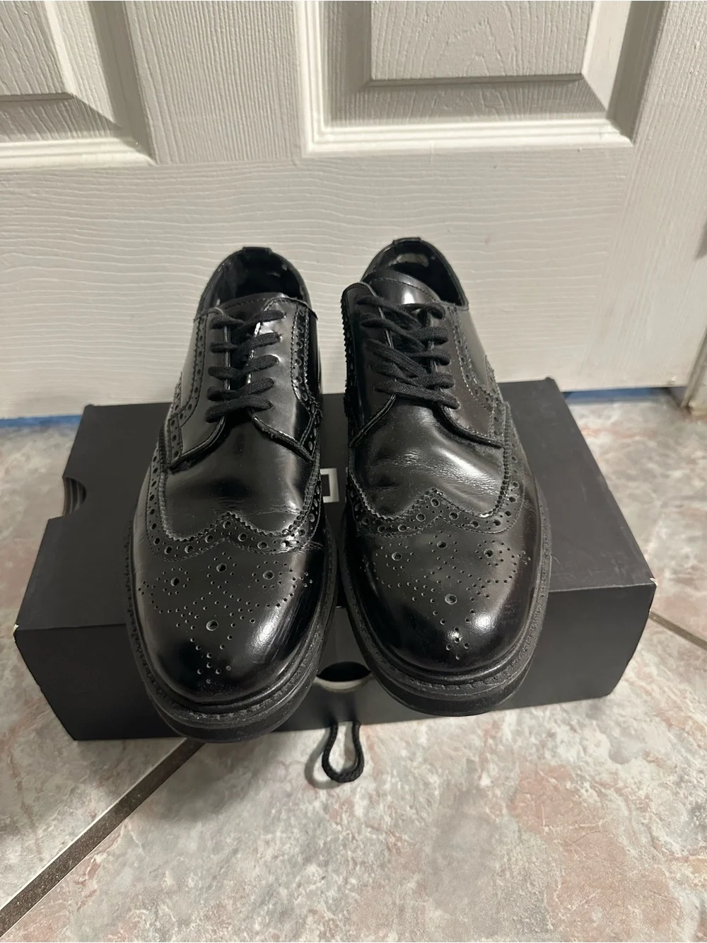 ALDO Black Leather Wingtip Oxford Shoes Lug Sole Men’s Size 8